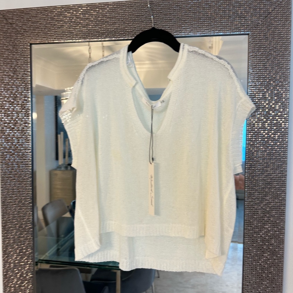 Mustard Seed Lightweight Ivory Small Women's Oversided Knit Top New w tags